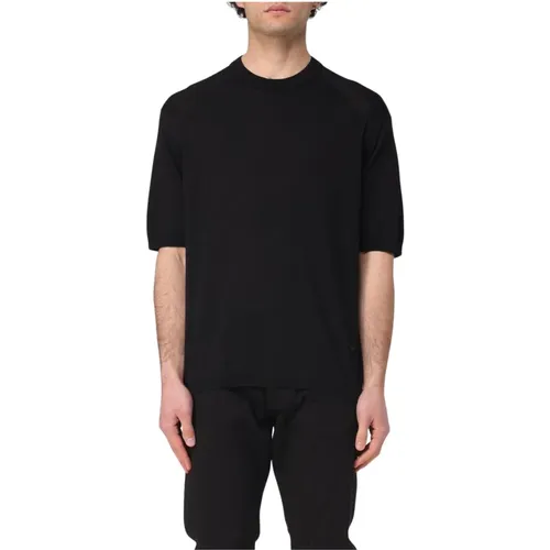 T-Shirts, male, , Size: M Short Sleeve Knit Top - Emporio Armani - Modalova