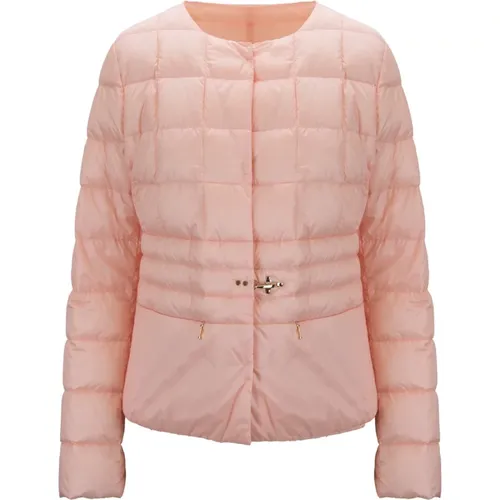 Down Jackets, female, , Size: L Short Down Jacket with Snap Button - Fay - Modalova