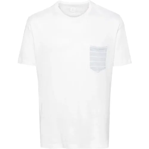 Linen Chest-Pocket T-Shirt , male, Sizes: L, XL, M - Eleventy - Modalova