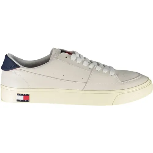 Weißer Polyester-Sneaker mit Kontrastdetails , Herren, Größe: 43 EU - Tommy Hilfiger - Modalova