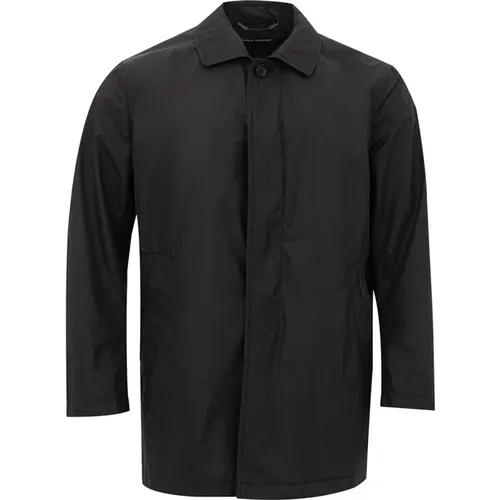 Schwarzer Technischer Trenchcoat mit Knopfverschluss , Herren, Größe: M - Dolce & Gabbana - Modalova