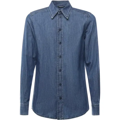 Denim Shirts, male, , Size: 3XS Denim Cotton Long Sleeve Shirt - Dolce & Gabbana - Modalova