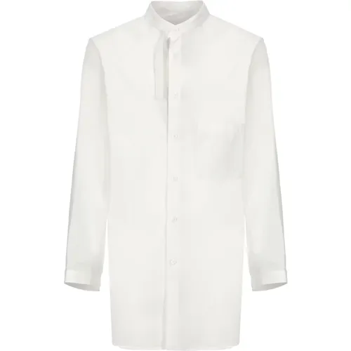 Weiße Baumwoll-Mandarinkragenhemd , Herren, Größe: M - Yohji Yamamoto - Modalova
