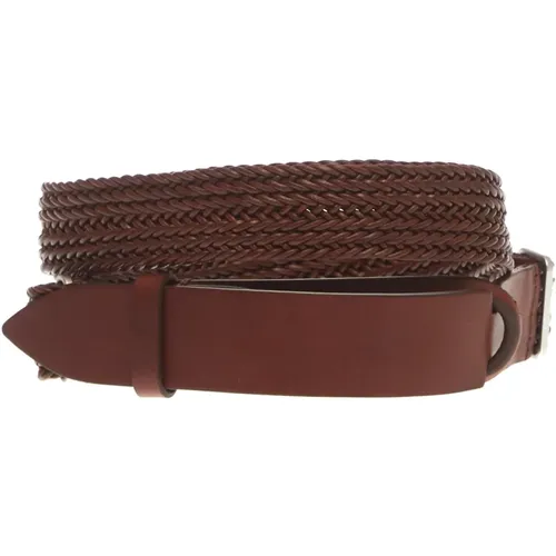 Belts, male, , Size: ONE SIZE Leather Woven Belt - Orciani - Modalova