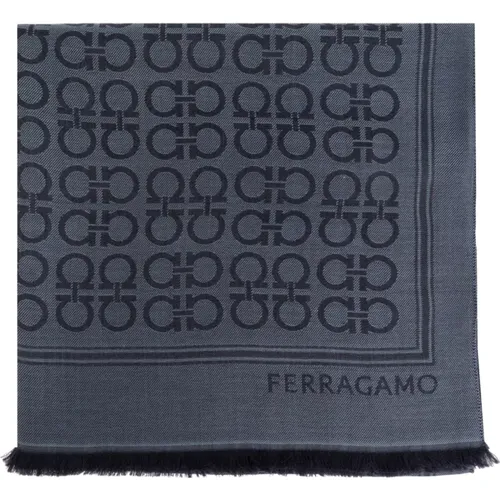 Scarves, male, , Size: ONE SIZE Scarf with monogram - Ferragamo - Modalova