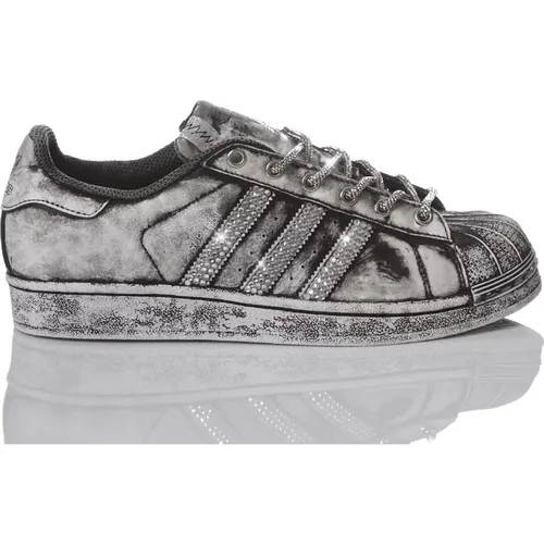 Handgemachte Grau Schwarze Sneakers Damen , Damen, Größe: 41 1/3 EU - Adidas - Modalova