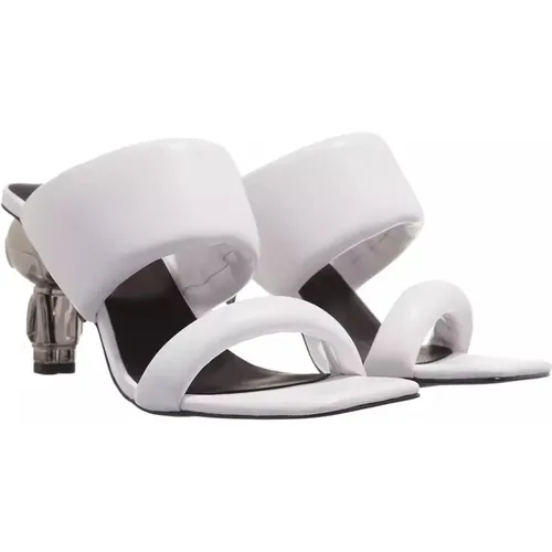 Weiße Lederblockabsatz-Sandalen - Karl Lagerfeld - Modalova