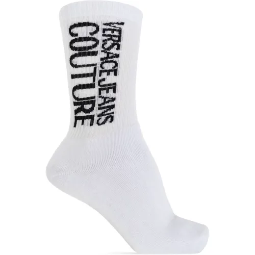 Socks, male, , Size: S Cotton socks with logo - Versace Jeans Couture - Modalova