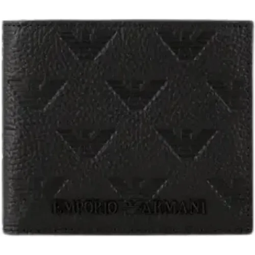 Wallets & Cardholders, male, , Size: ONE SIZE Eagle All-Over Wallet - Emporio Armani - Modalova