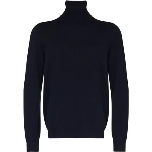 Cashmere Knitwear, male, , Size: XL Navy Cashmere Turtleneck Sweater - BRUNELLO CUCINELLI - Modalova