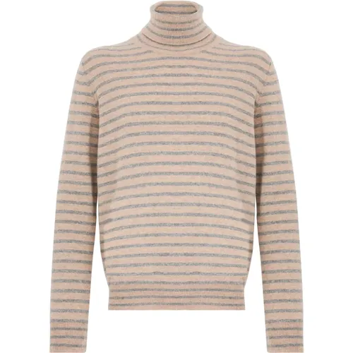 AMARÁNTO, Turtlenecks, male, , Size: L Striped Wool Sweater Grey - Amaránto - Modalova