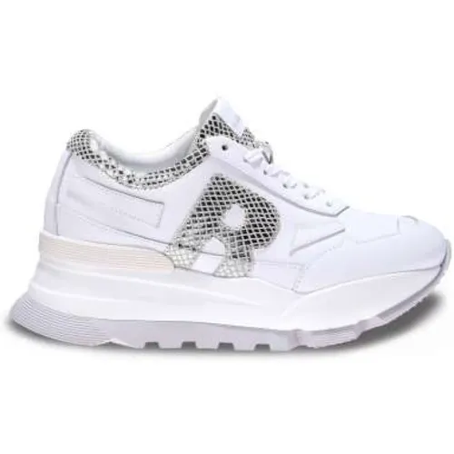 Leder Glitter Sneakers Weiß Silber , Damen, Größe: 40 EU - Rucoline - Modalova
