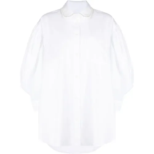 Weißes Baumwoll-Popeline-Hemd mit Harzperlen-Dekoration - Simone Rocha - Modalova