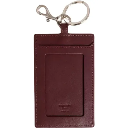 Wallets & Cardholders, male, , Size: ONE SIZE Leather Keychain with Hammered Detailing - Trussardi - Modalova