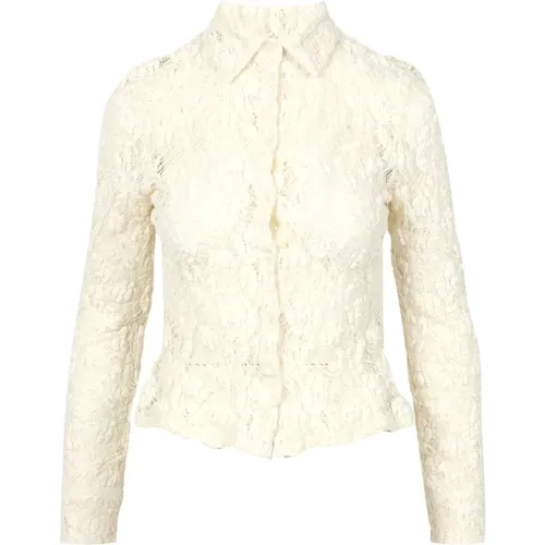 Blumen Spitzenhemd Creme MSGM - MSGM - Modalova