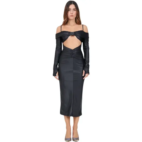 Schwarzes Kleid mit Cut-Out und Raffung - Versace Jeans Couture - Modalova