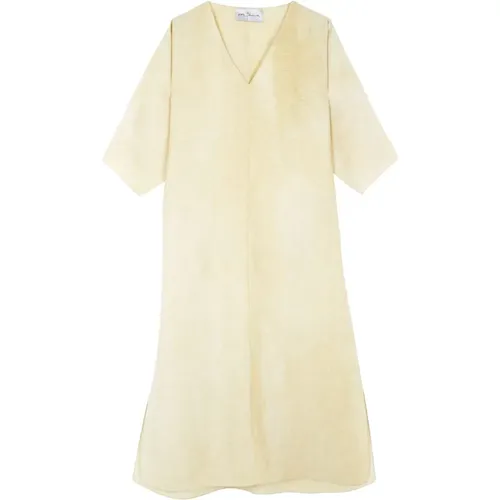 Paper, short linen and silk dress in gold , female, Sizes: 2XL - Cortana - Modalova