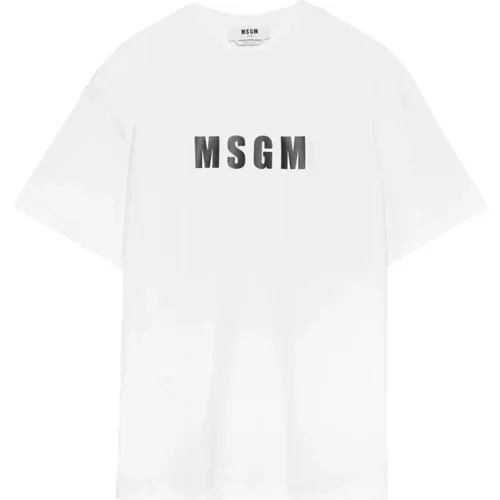 T-Shirt mit Logo-Print , Herren, Größe: L - MSGM - Modalova