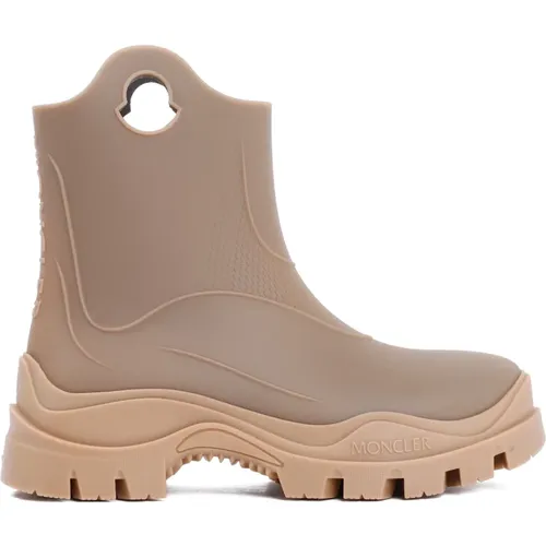 Beige Rubber Ankle Rain Boots , female, Sizes: 6 UK, 4 UK - Moncler - Modalova