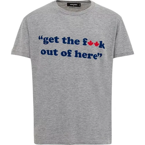 Cotton T-Shirt with Get the f**k.. Print , male, Sizes: M - Dsquared2 - Modalova