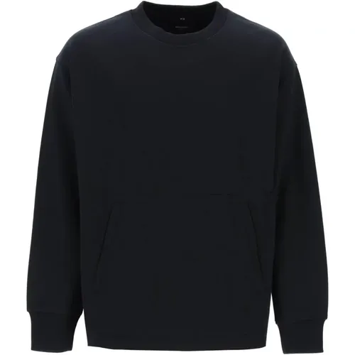 Gebürsteter Baumwollmischung Crewneck Sweatshirt , Herren, Größe: XL - Y-3 - Modalova