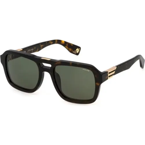 Dark Havana Green Sunglasses Model Spln65 , unisex, Sizes: 55 MM - Police - Modalova