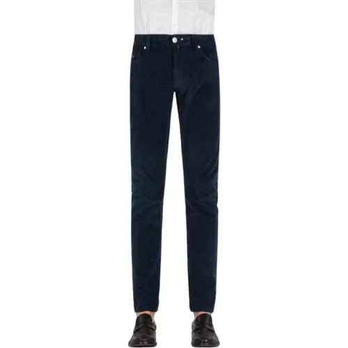 Samt Corduroy Slim Fit Jeans - Marineblau - Tramarossa - Modalova