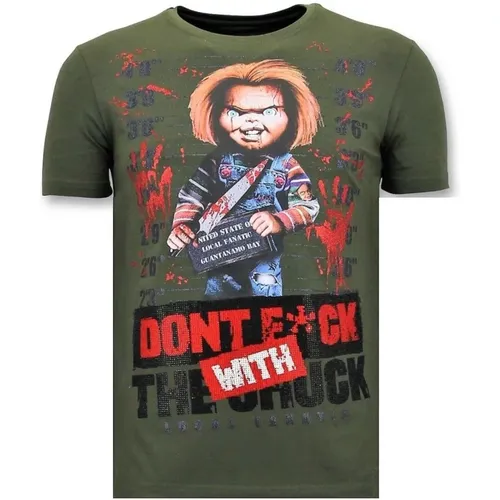 Cooles T-Shirt Männer - Blutiger Chucky Wütender Druck , Herren, Größe: 2XL - Local Fanatic - Modalova