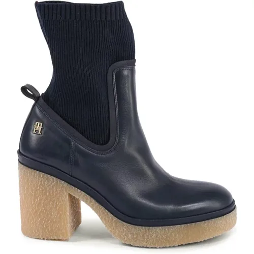 Heeled Boots, female, , Size: 10 US Leather Ankle Boots Classic Style - Tommy Hilfiger - Modalova