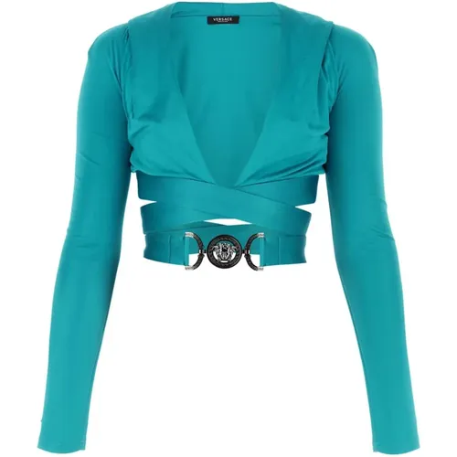 Stylisches Teal Green Viskose Top - Versace - Modalova