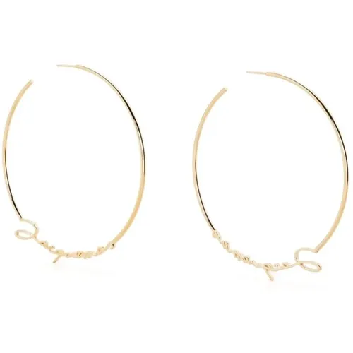 Gold-tone Logo Hoop Earrings , female, Sizes: ONE SIZE - Jacquemus - Modalova