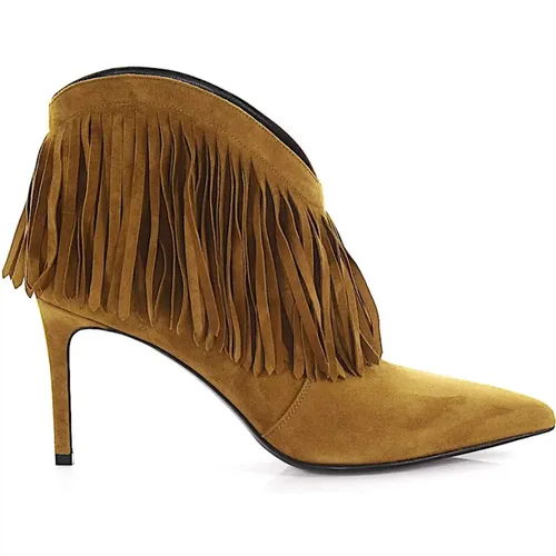 Elevate Your Style with Suede Budapester Heels , female, Sizes: 4 UK, 4 1/2 UK - Saint Laurent - Modalova