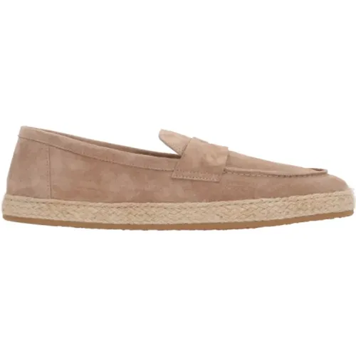 Loafers, male, , Size: 12 US Beige Suede Moccasin Flat Shoes - BRUNELLO CUCINELLI - Modalova