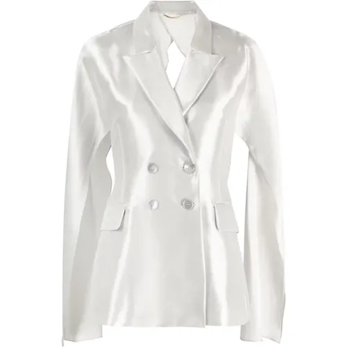 Silver Silk Bridal Jacket with Cape Sleeves , female, Sizes: S, M, XS - Max Mara - Modalova