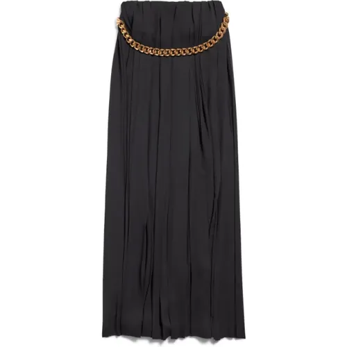 Maxi Skirts, female, , Size: S Pleated Skirt with Brass Chain - Balenciaga - Modalova