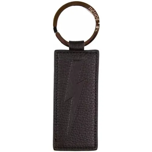 Keyrings, male, , Size: ONE SIZE Leather Keychain Stylish Accessory - Neil Barrett - Modalova