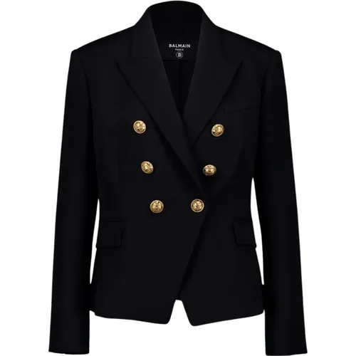 Wool Blazer Gold Buttons , female, Sizes: S, L, M - Balmain - Modalova