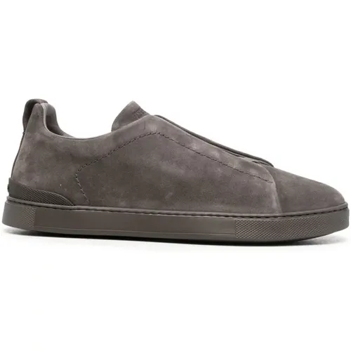 Suede Triple Stitch Sneakers , male, Sizes: 9 UK, 7 UK - Ermenegildo Zegna - Modalova