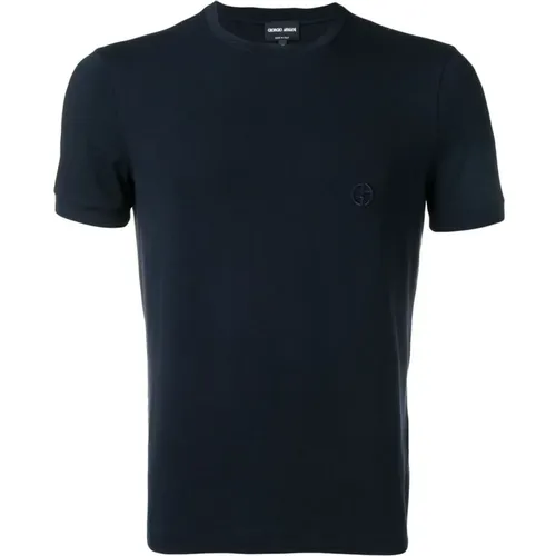 Blau Logo T-shirt und Polo - Giorgio Armani - Modalova