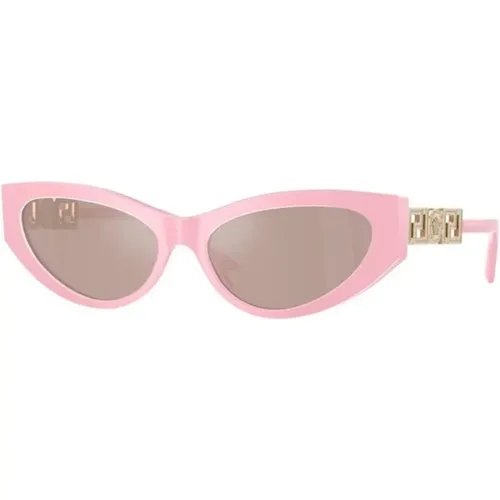 Rosa Spiegel Sonnenbrille , unisex, Größe: 56 MM - Versace - Modalova
