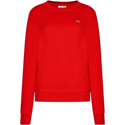 Klassischer Crew-Neck Roter Sweatshirt , Damen, Größe: M - Lacoste - Modalova