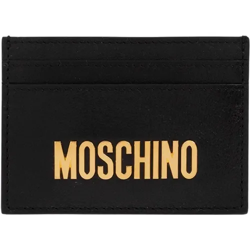 Wallets & Cardholders, male, , Size: ONE SIZE Leather card holder - Moschino - Modalova