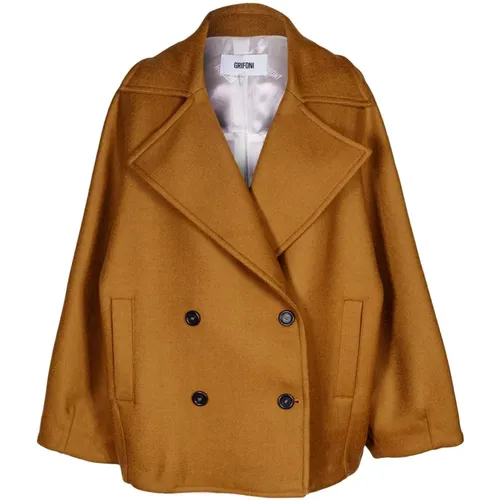 Short wool peacoat with oversized fit , female, Sizes: XS, 2XS - Mauro Grifoni - Modalova