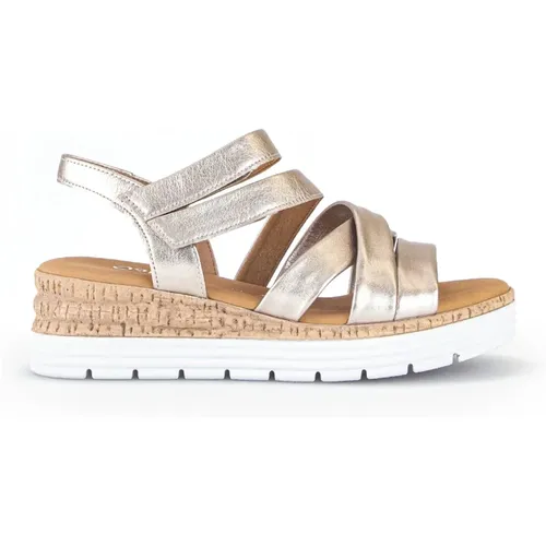 Goldene Leder-Multi-Riemen-Sandalen , Damen, Größe: 41 EU - Gabor - Modalova