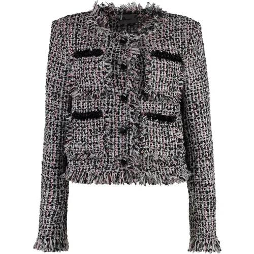 Frayed Edges Sequin Bouclè Knit Jacket , female, Sizes: M, XS, S - Self Portrait - Modalova