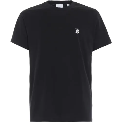 Schwarzes T-Shirt mit gesticktem Logo , Herren, Größe: M - Burberry - Modalova