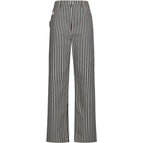 Wide Trousers, female, , Size: 2XS Pinstriped Denim Jeans Straight Leg - Bottega Veneta - Modalova