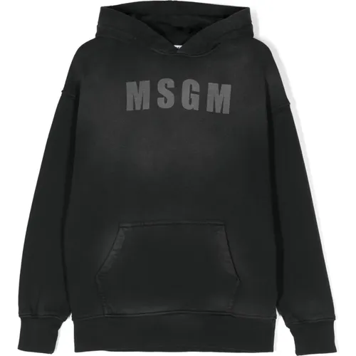 Schwarzer Maxi Hoodie,Rosa Hoodie Maxi Kleid - MSGM - Modalova