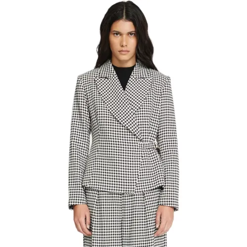 Blazers, female, , Size: 2XS Houndstooth Reversible Jacket - Silvian Heach - Modalova