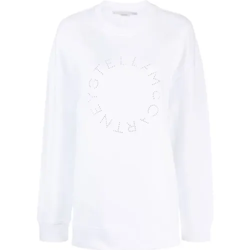 Weißes Rhinestone Logo Sweatshirt , Damen, Größe: XS - Stella Mccartney - Modalova